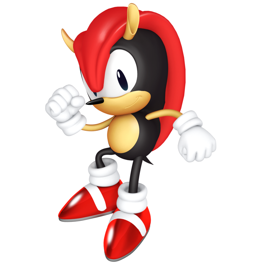 Animated Character Red Black White Posing