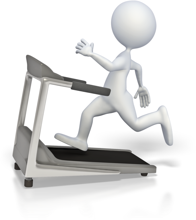 Animated Character Runningon Treadmill