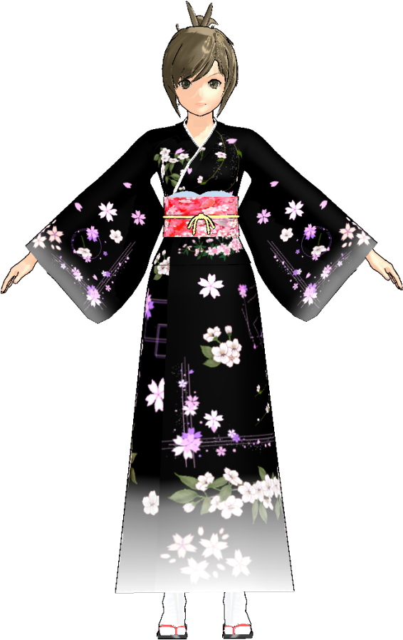 Animated Characterin Floral Kimono