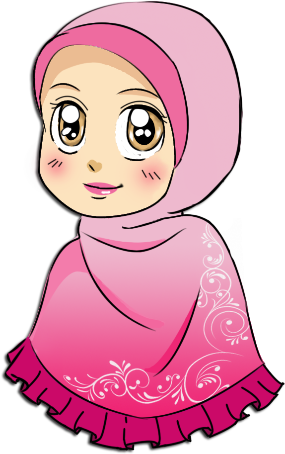 Animated Characterin Pink Hijab