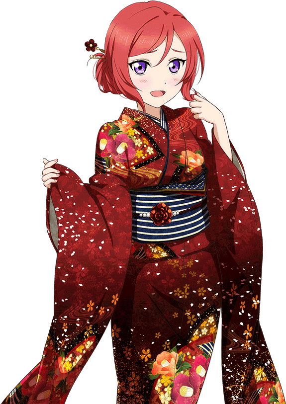 Animated Characterin Red Kimono