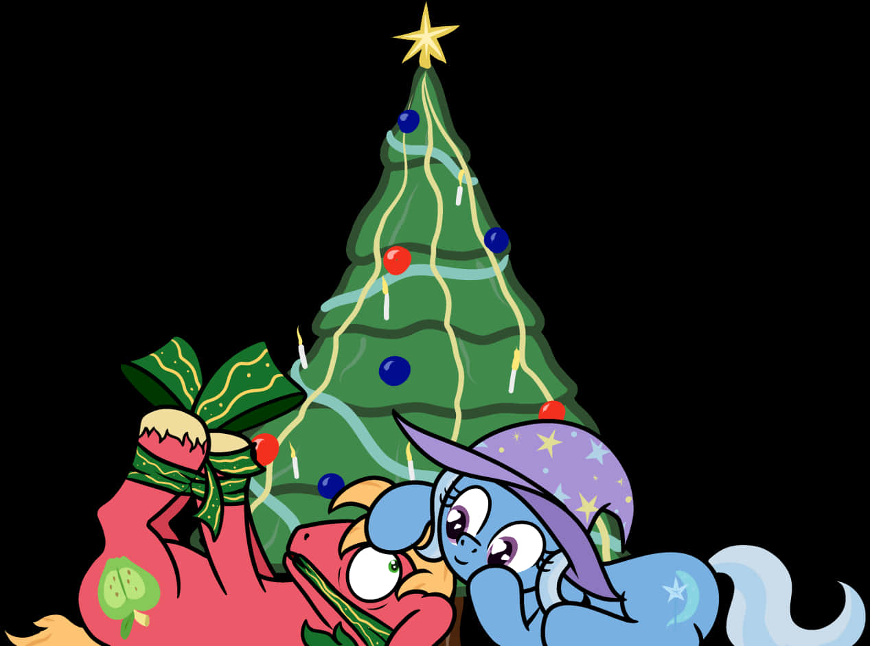 Animated Characters Decorating Christmas Tree