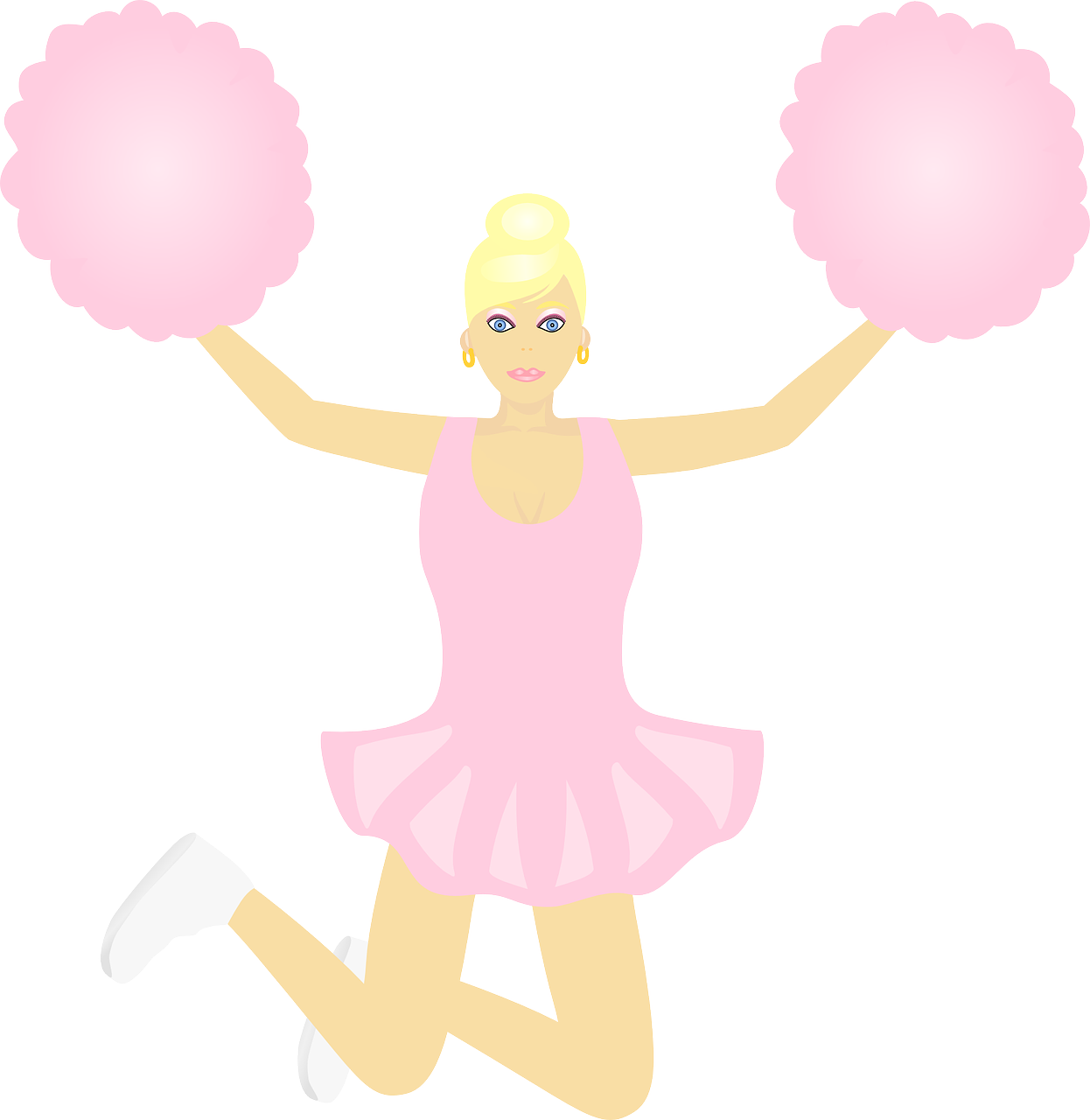 Animated Cheerleader With Pom Poms