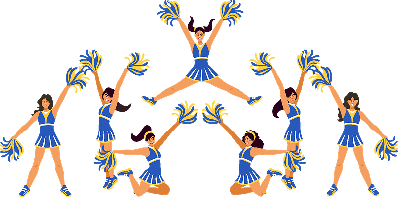 Animated Cheerleading Squad Formation