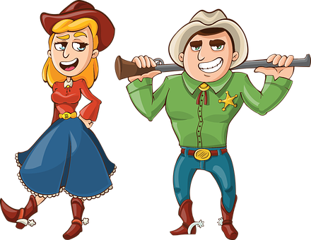 Animated Cowboyand Cowgirl Cartoon_ Characters