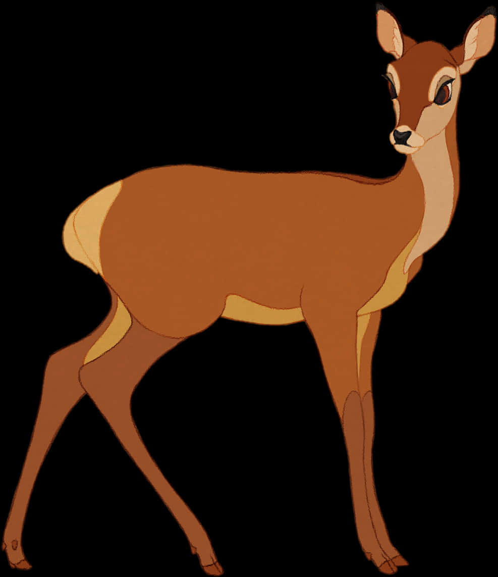 Animated Deer Standing Against Black Background