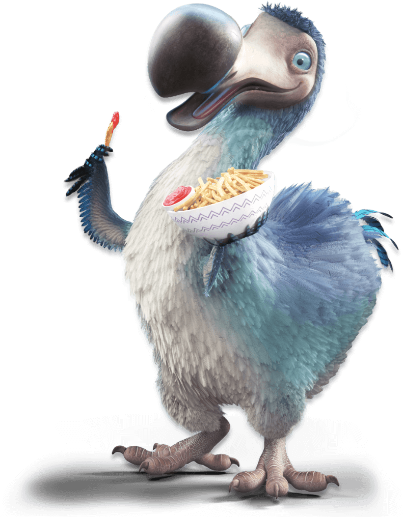 Animated Dodo Holding Fries