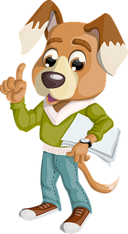 Animated Dog Student Cartoon Character