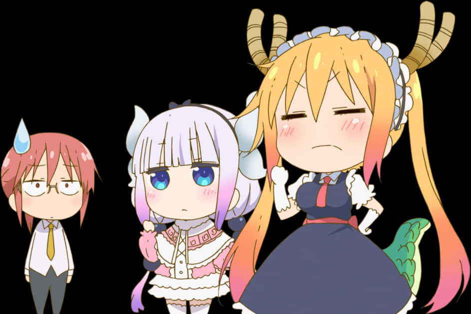 Animated Dragon Girls Expressing Emotions