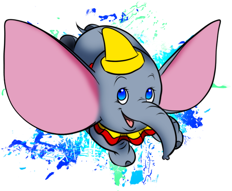 Animated Dumbo Elephant Flying Illustration