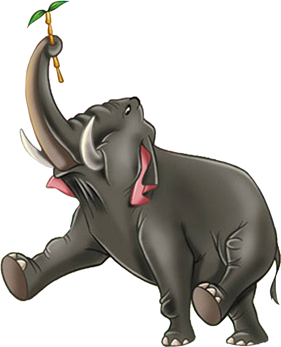 Animated Elephant Holding Branch