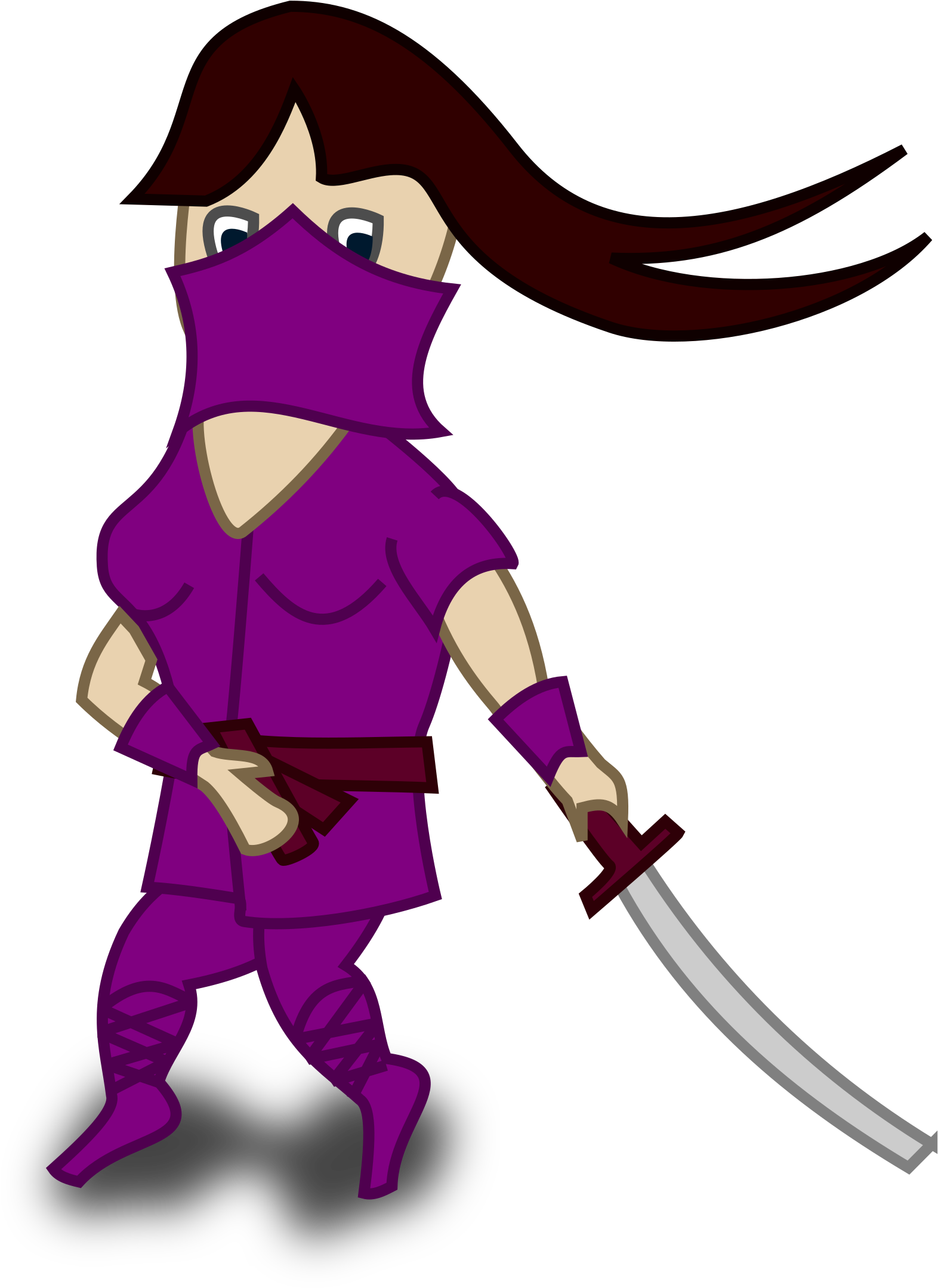 Animated Female Ninjawith Sword.png