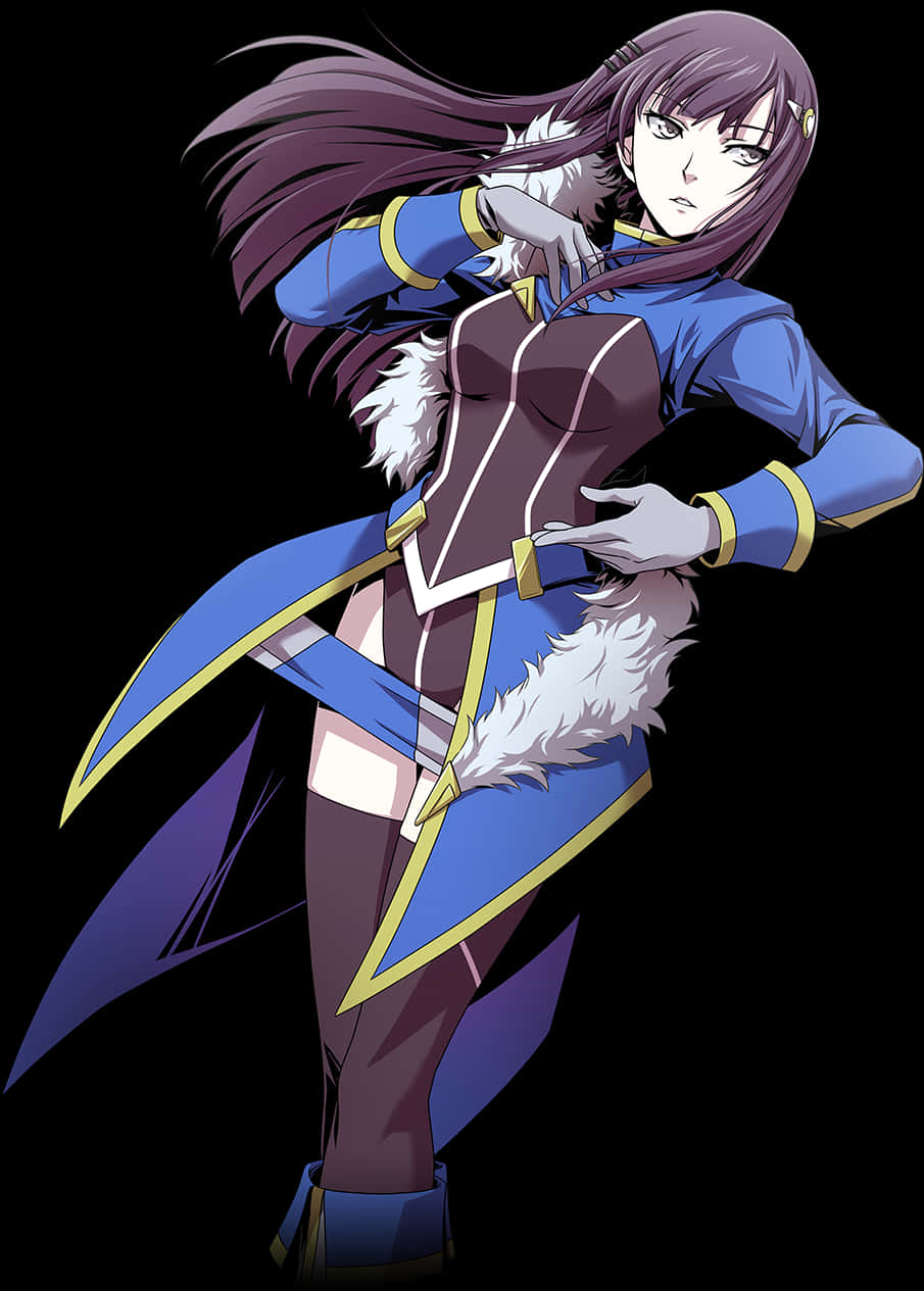 Animated Female Warrior Blue Outfit