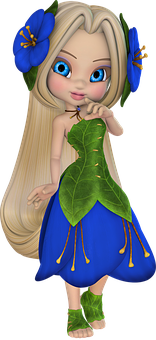 Animated Flower Fairy Girl