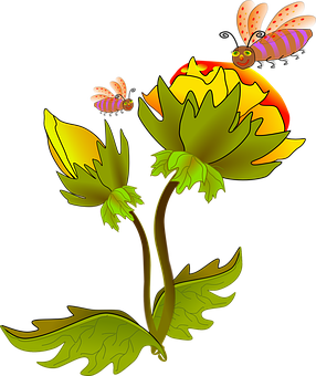 Animated Flowerand Butterflies