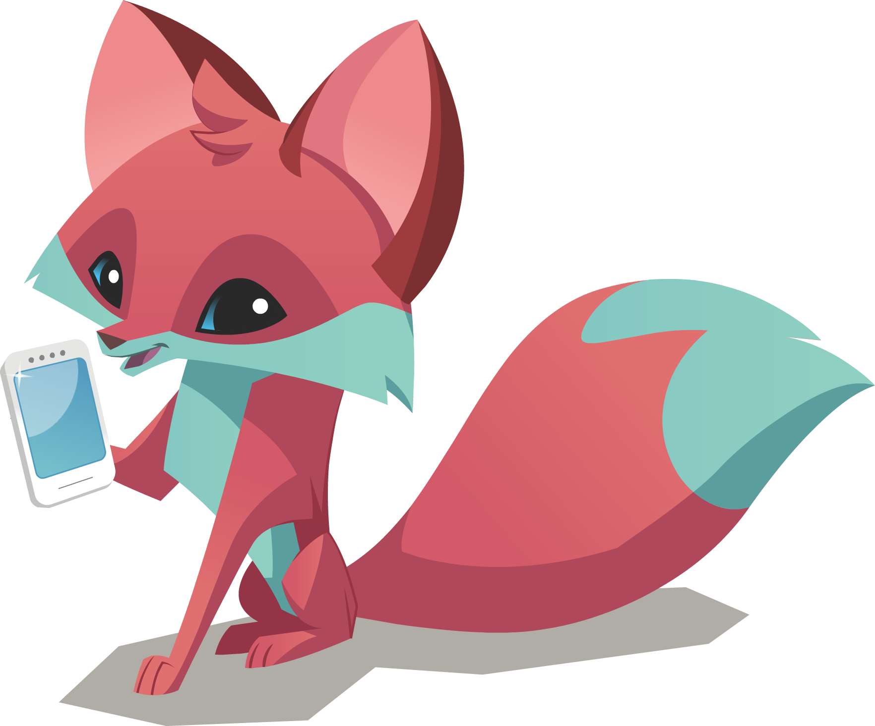 Animated Foxwith Smartphone