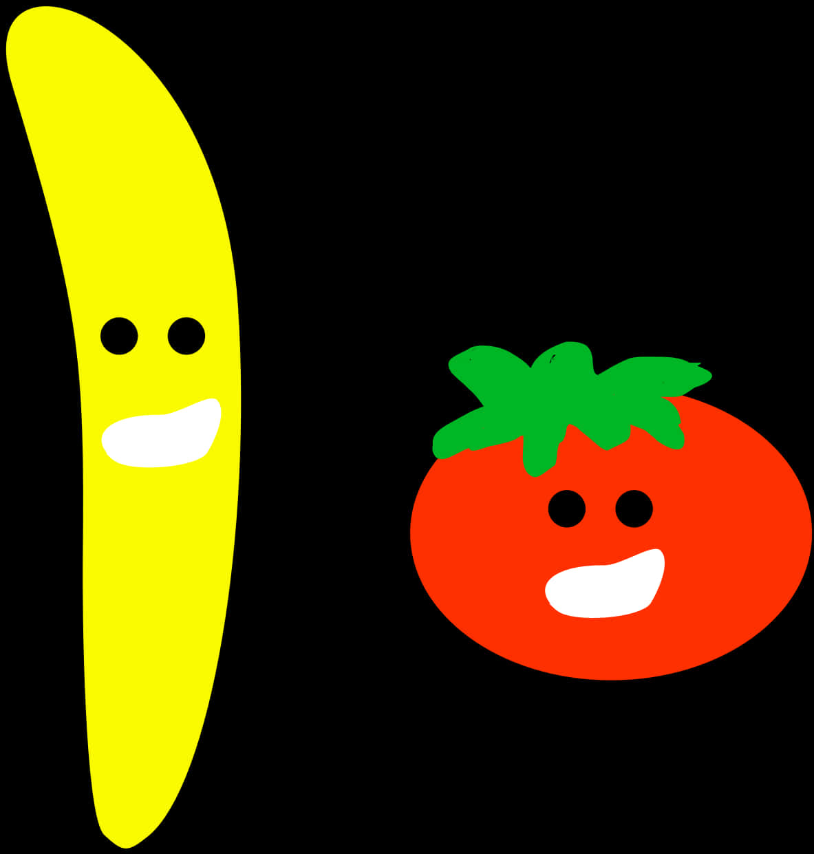 Animated Fruits Smiling Banana Tomato