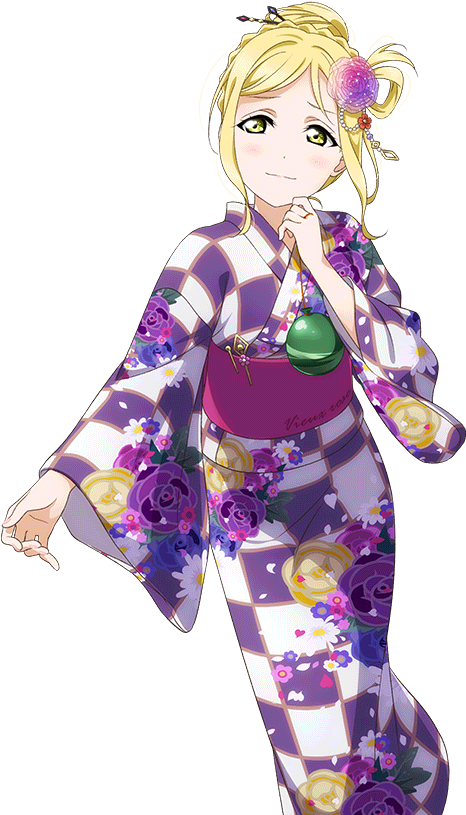 Animated Girl In Floral Kimono