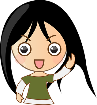 Animated Girl Waving Cute Cartoon