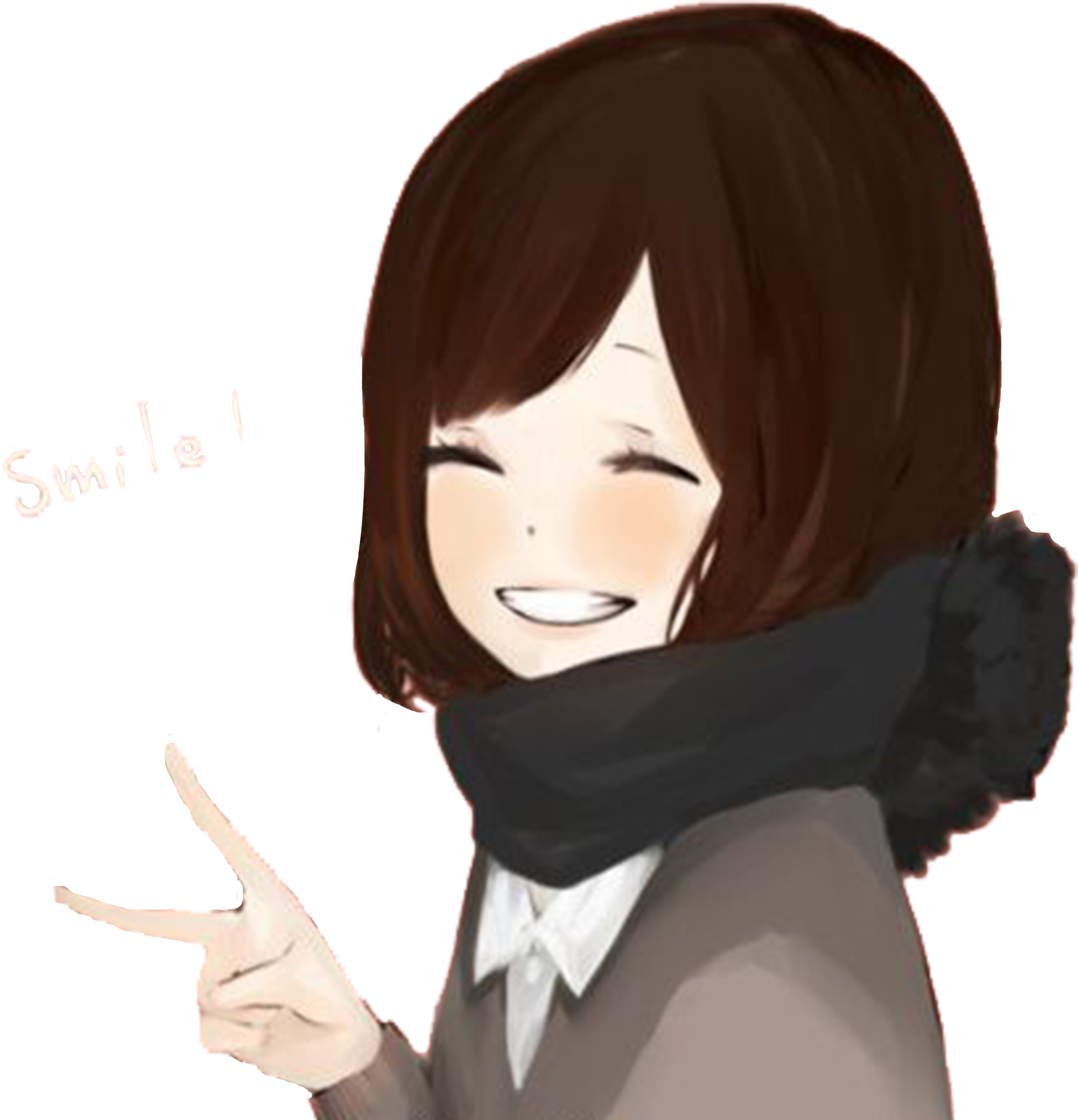 Animated Girl Wearing Scarf Smiling