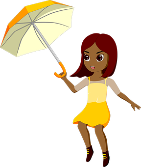 Animated Girl With Umbrella