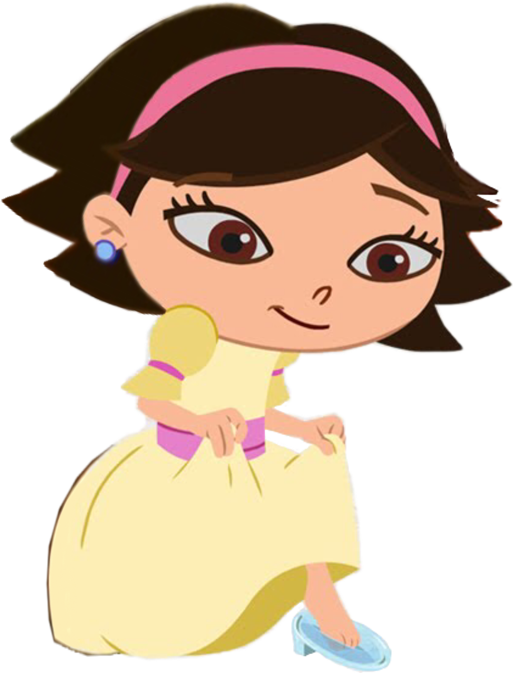 Animated Girl Yellow Dress Cartoon Character