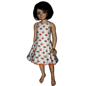 Animated Girlin Floral Dress