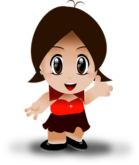 Animated Girlin Redand Brown Outfit