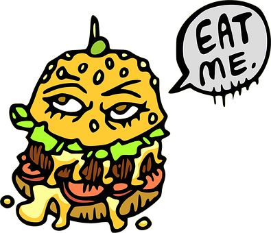 Animated Hamburger Character Eat Me Bubble