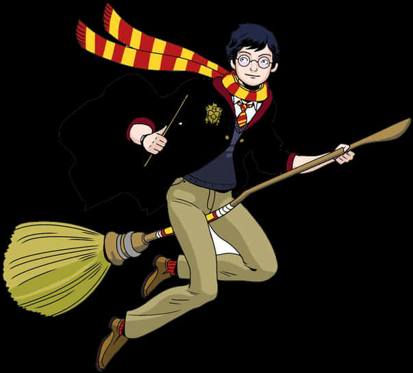 Animated Harry Potter Flyingon Broomstick