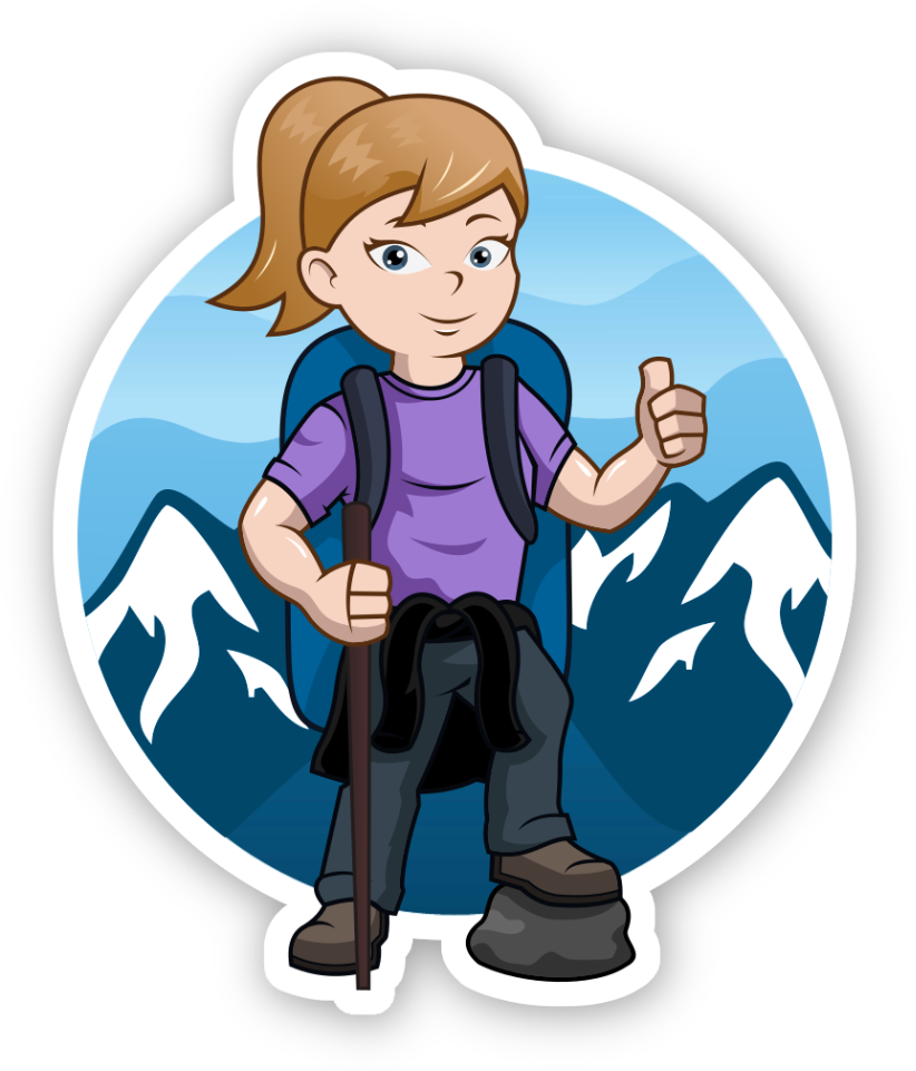 Animated Hiker Girl Mountain Backdrop