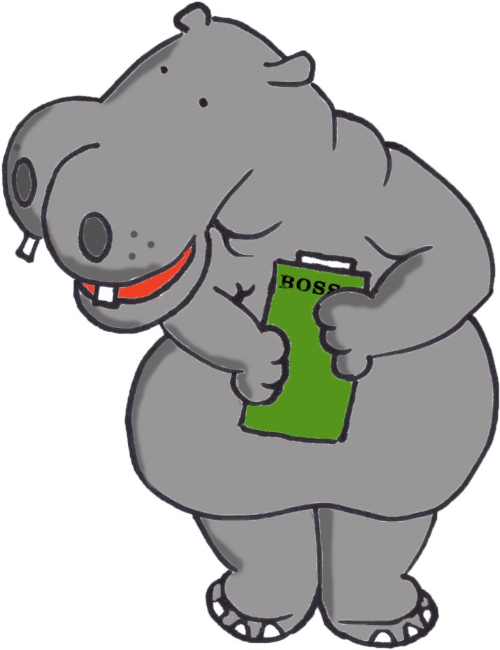 Animated Hippo Holding Book