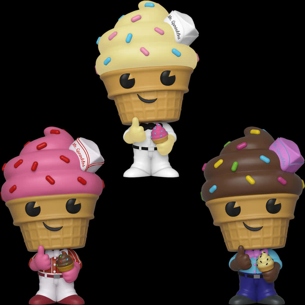 Animated Ice Cream Characters Posing