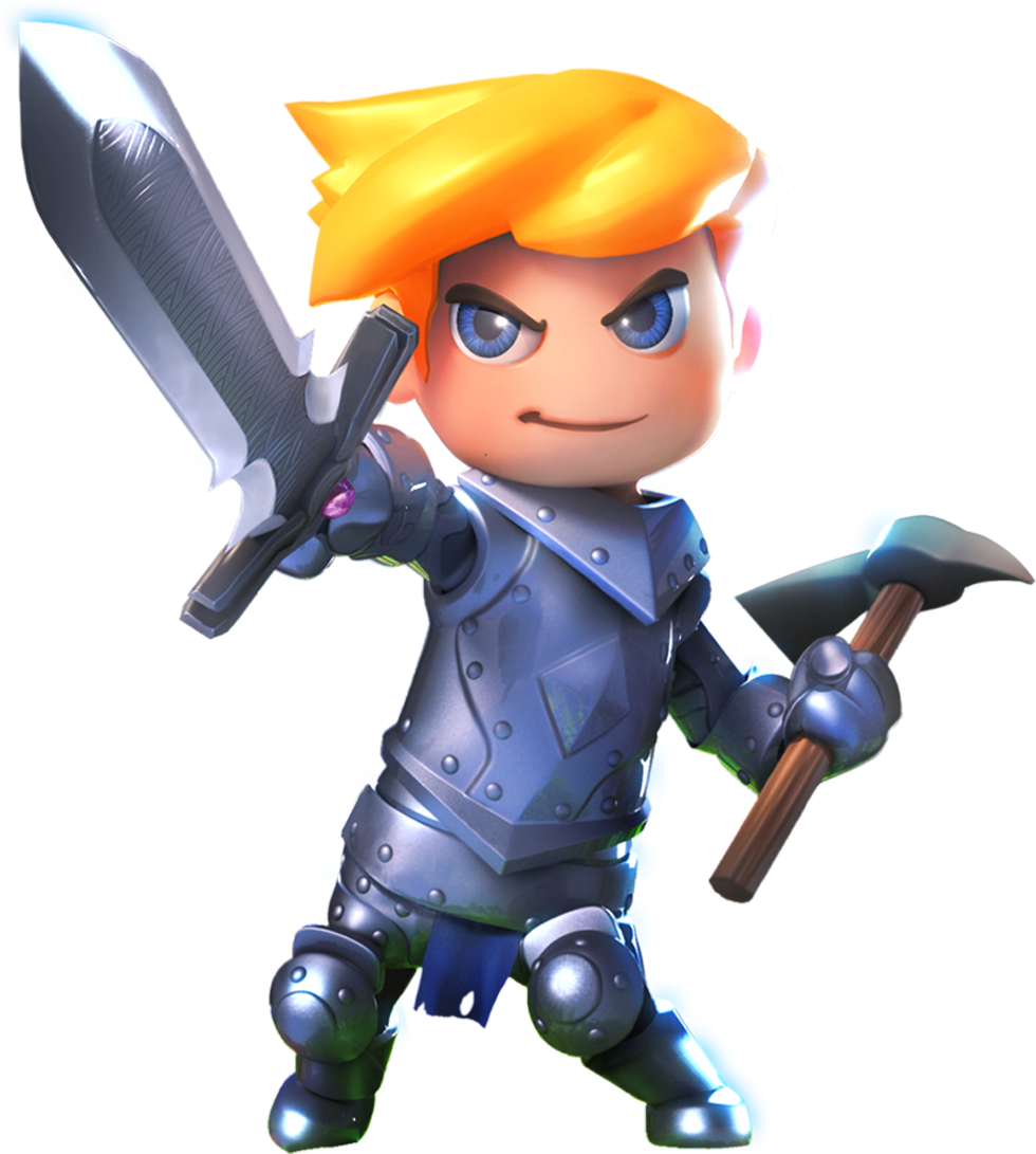 Animated Knight Character With Swordand Pickaxe