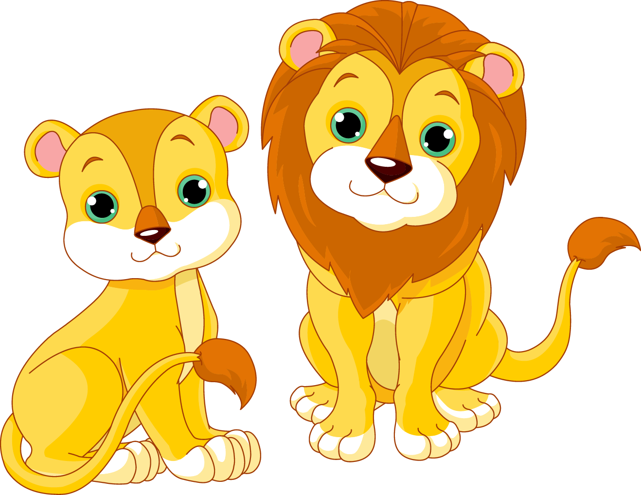 Animated Lionand Lioness Friends