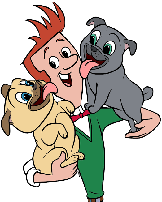 Animated Man Holding Two Puppies