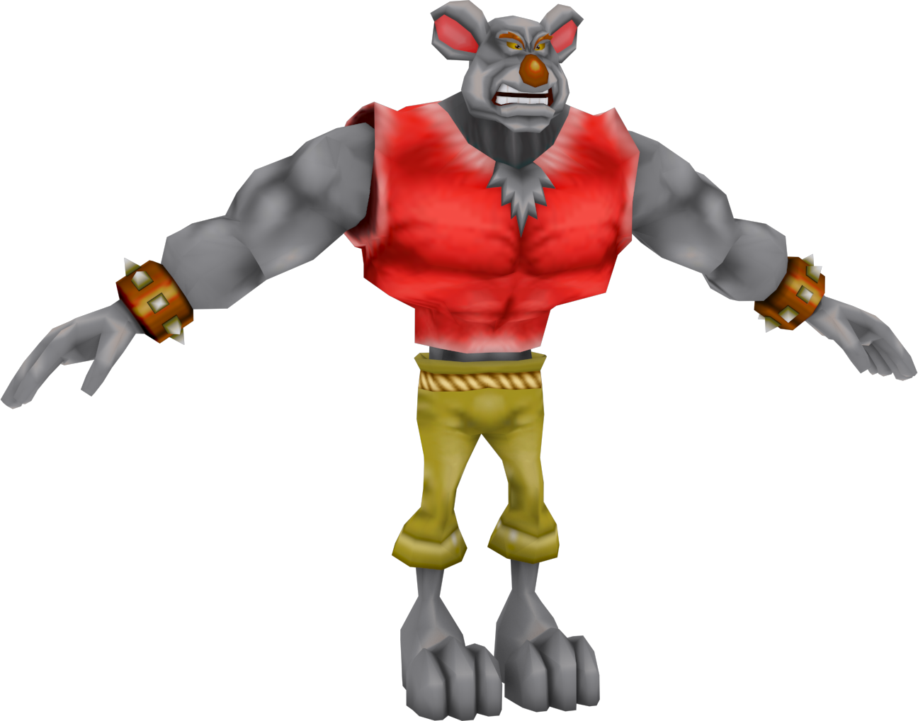 Animated Muscular Character Red Vest