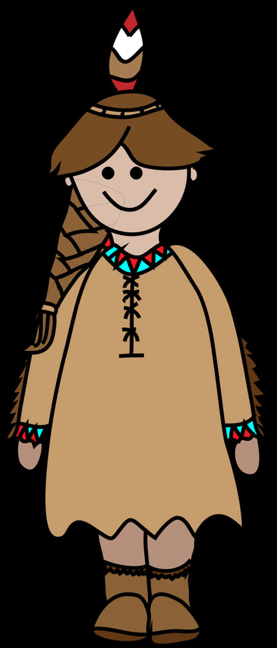 Animated Native American Girl Character