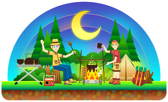 Animated Nighttime Camping Scene