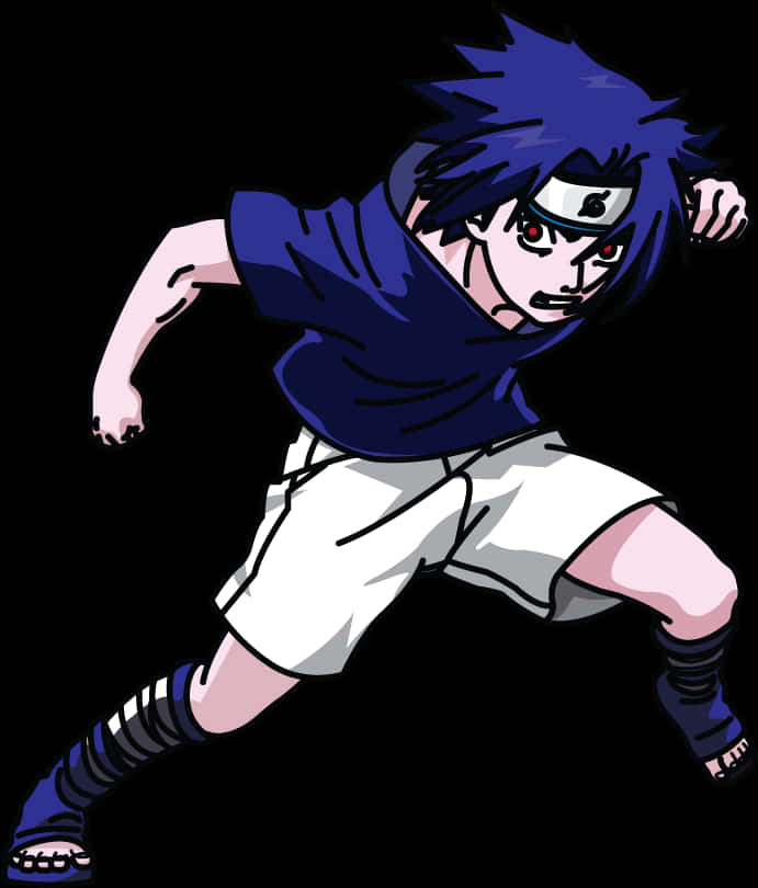 Animated Ninja Sasuke Action Pose