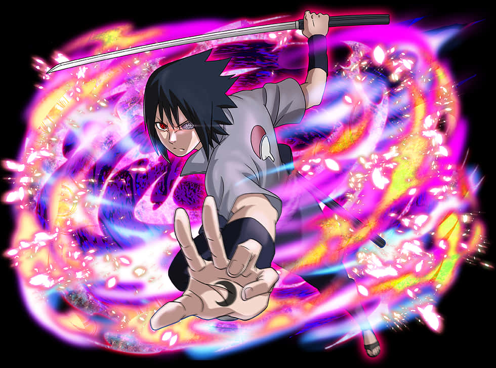 Animated Ninja With Rinnegan Energy Attack