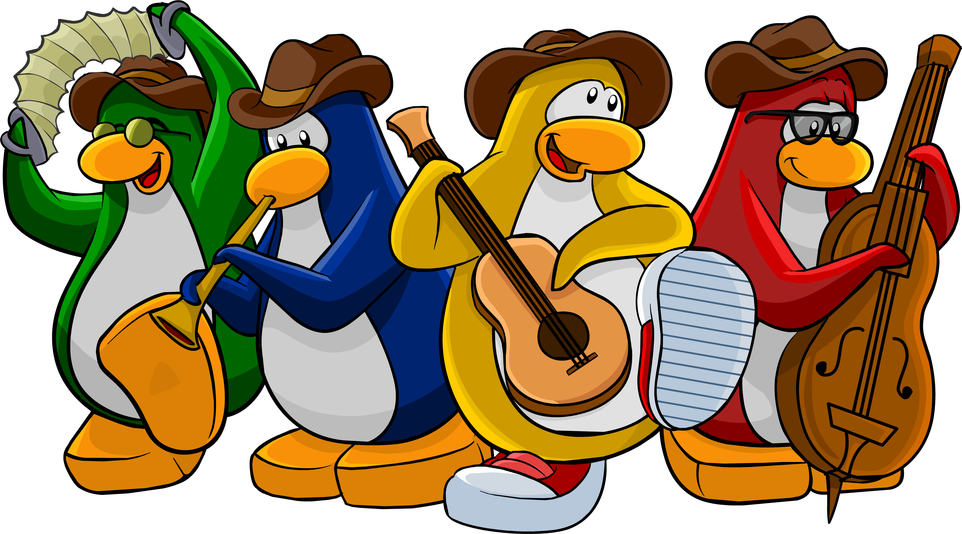 Animated Penguin Band Illustration