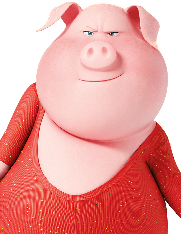 Animated Pig Character Red Shirt