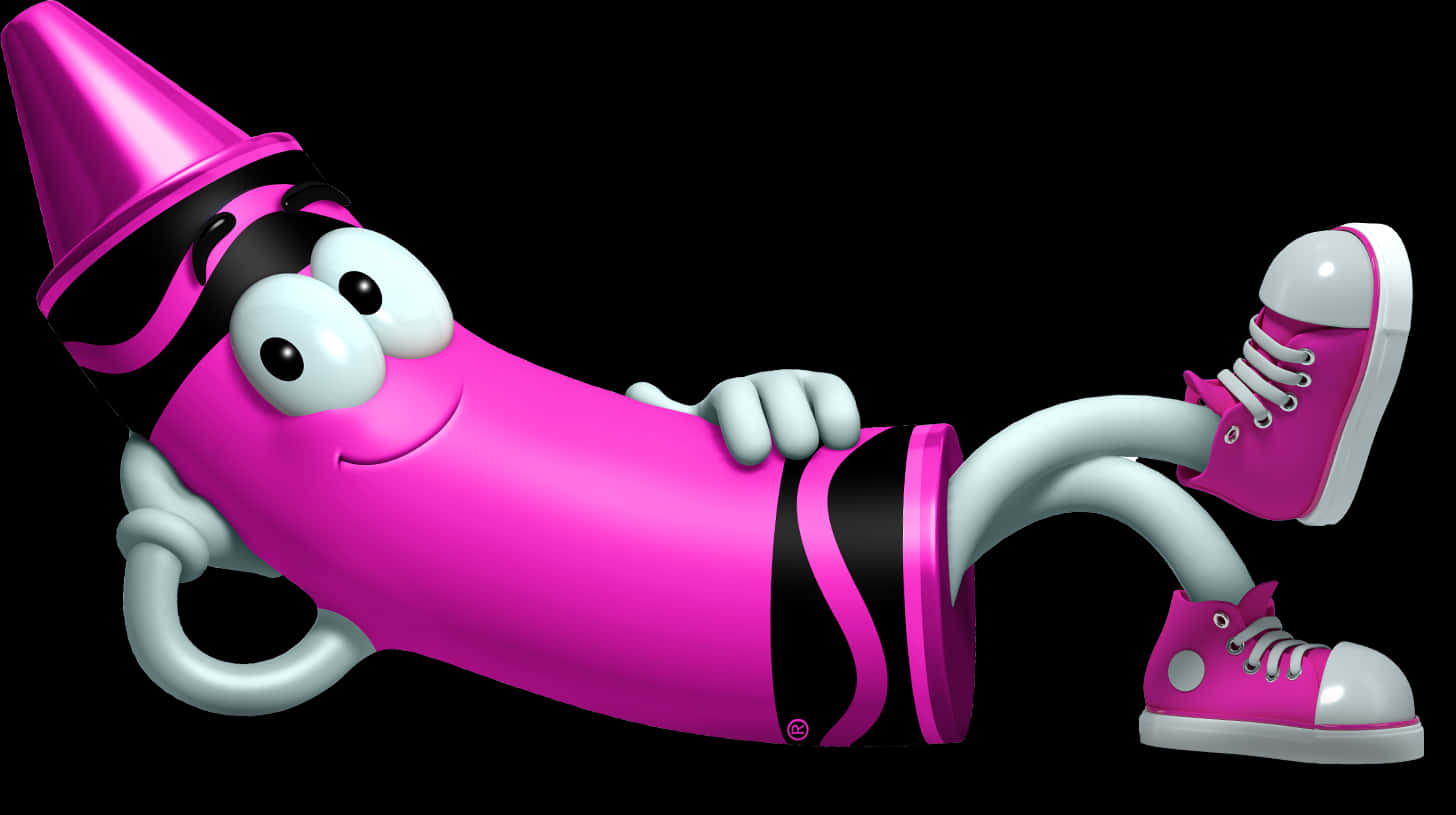 Animated Pink Crayon Character