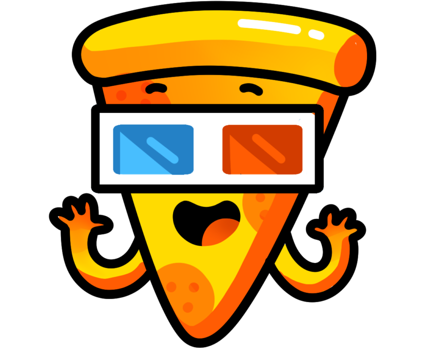 Animated Pizza Character With3 D Glasses