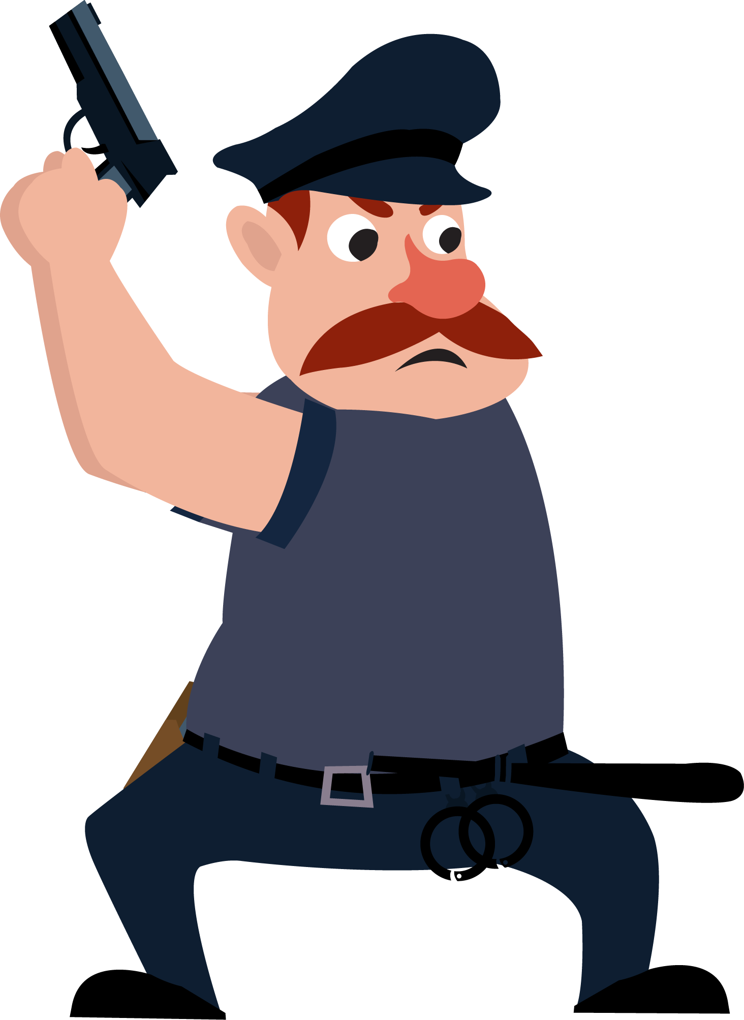 Animated Policeman With Gunand Handcuffs