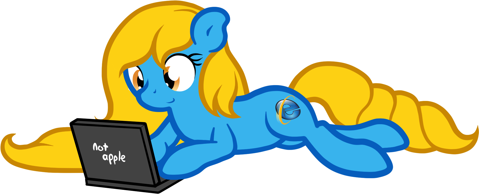 Animated Pony Using Laptop