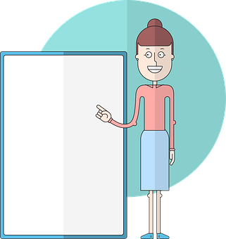 Animated Presenter Girl Nextto Blank Board