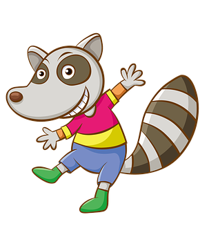 Animated Raccoon Character Jumping