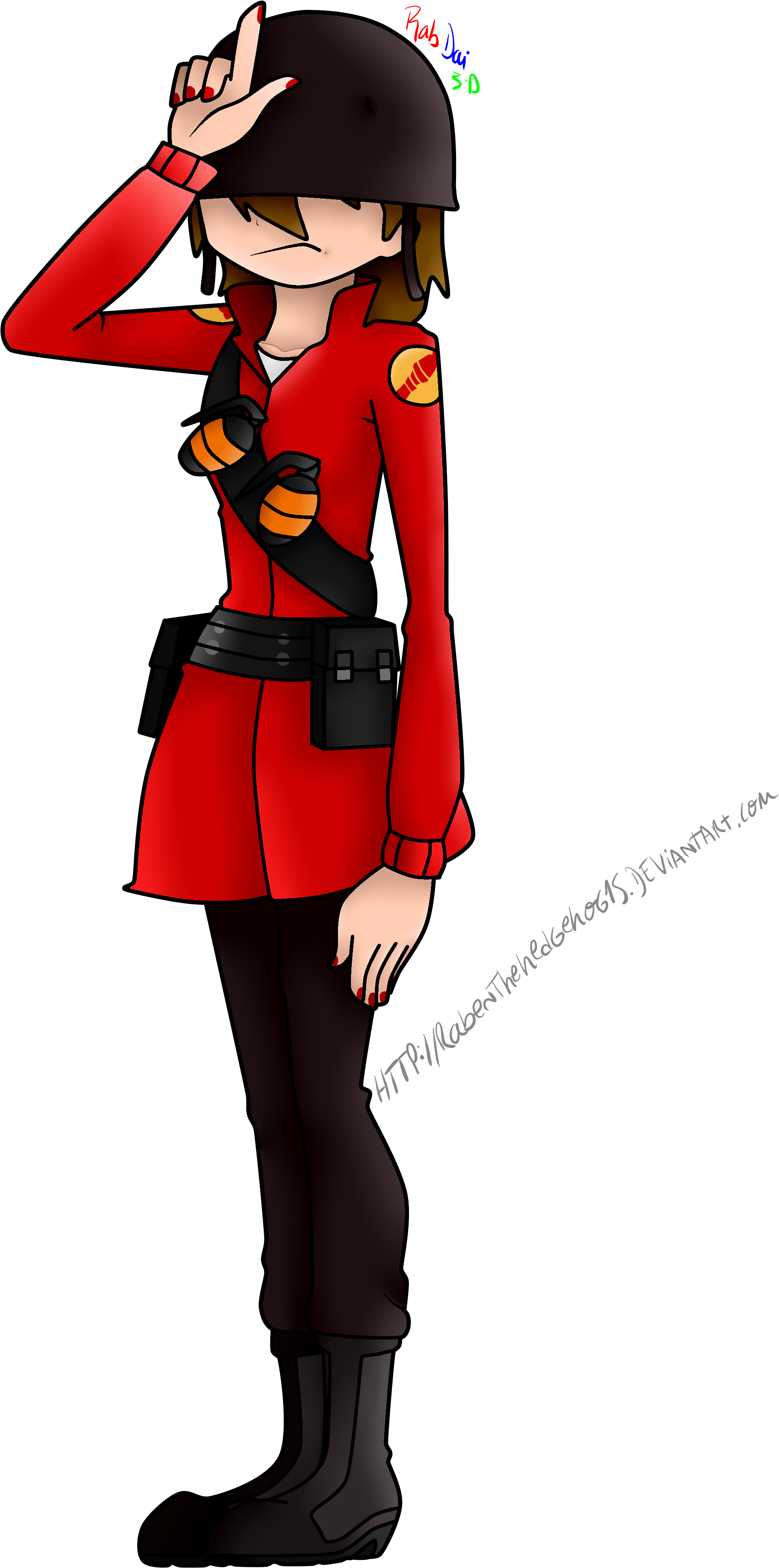 Animated Red Uniform Soldier Salute